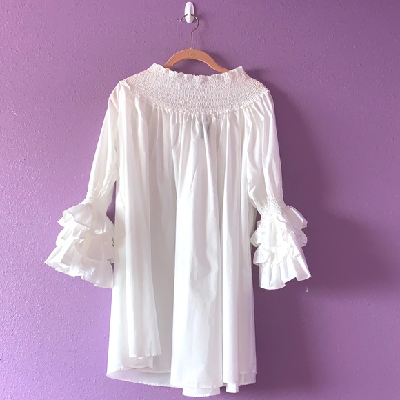 Gracia Dresses & Skirts - Cute White Gracia Dress w/ Ruffled Sleeves size S